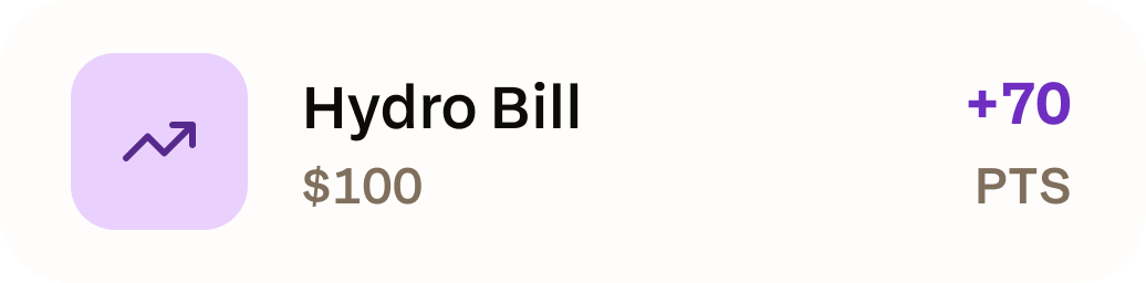 Hydro Bill — +70 PTS