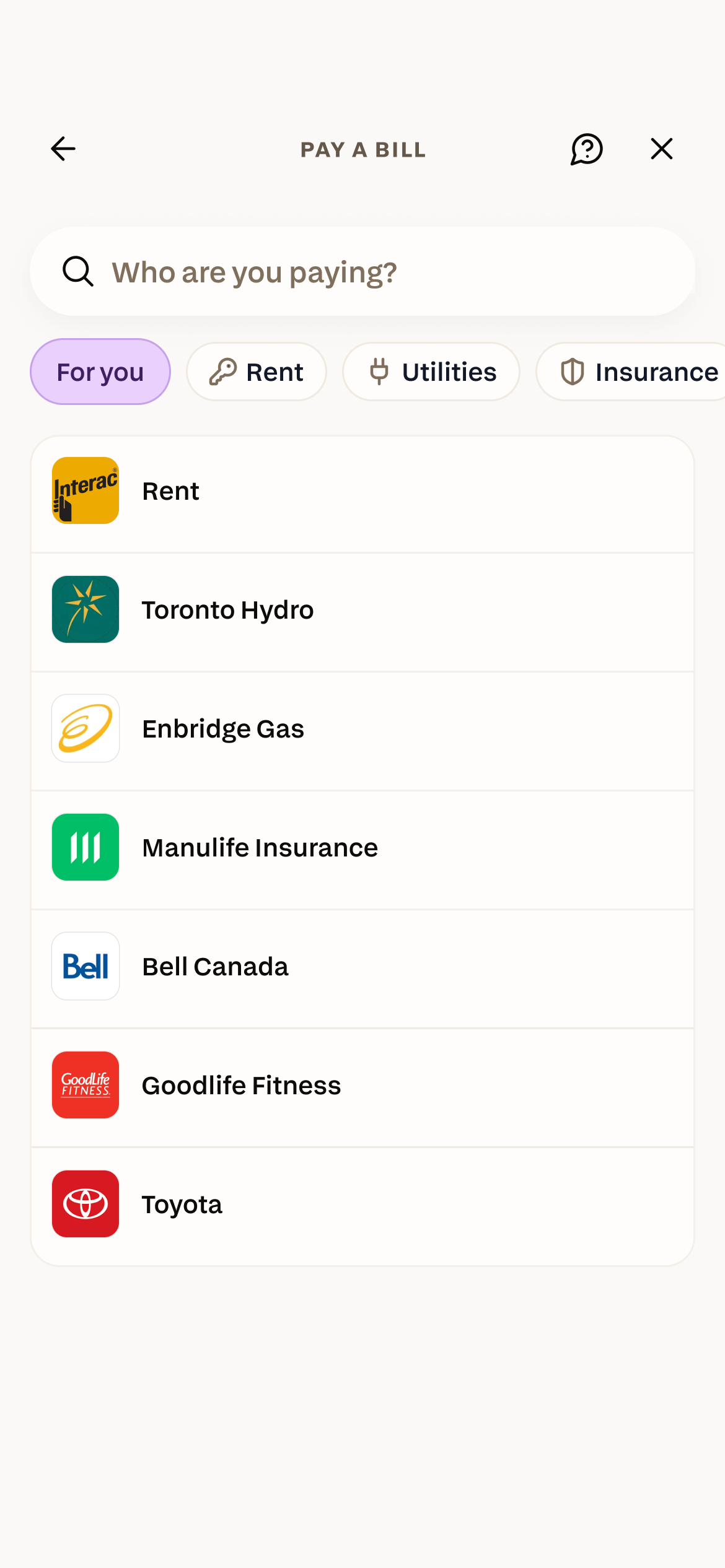 Chexy app: Pay a Bill — search who you are paying