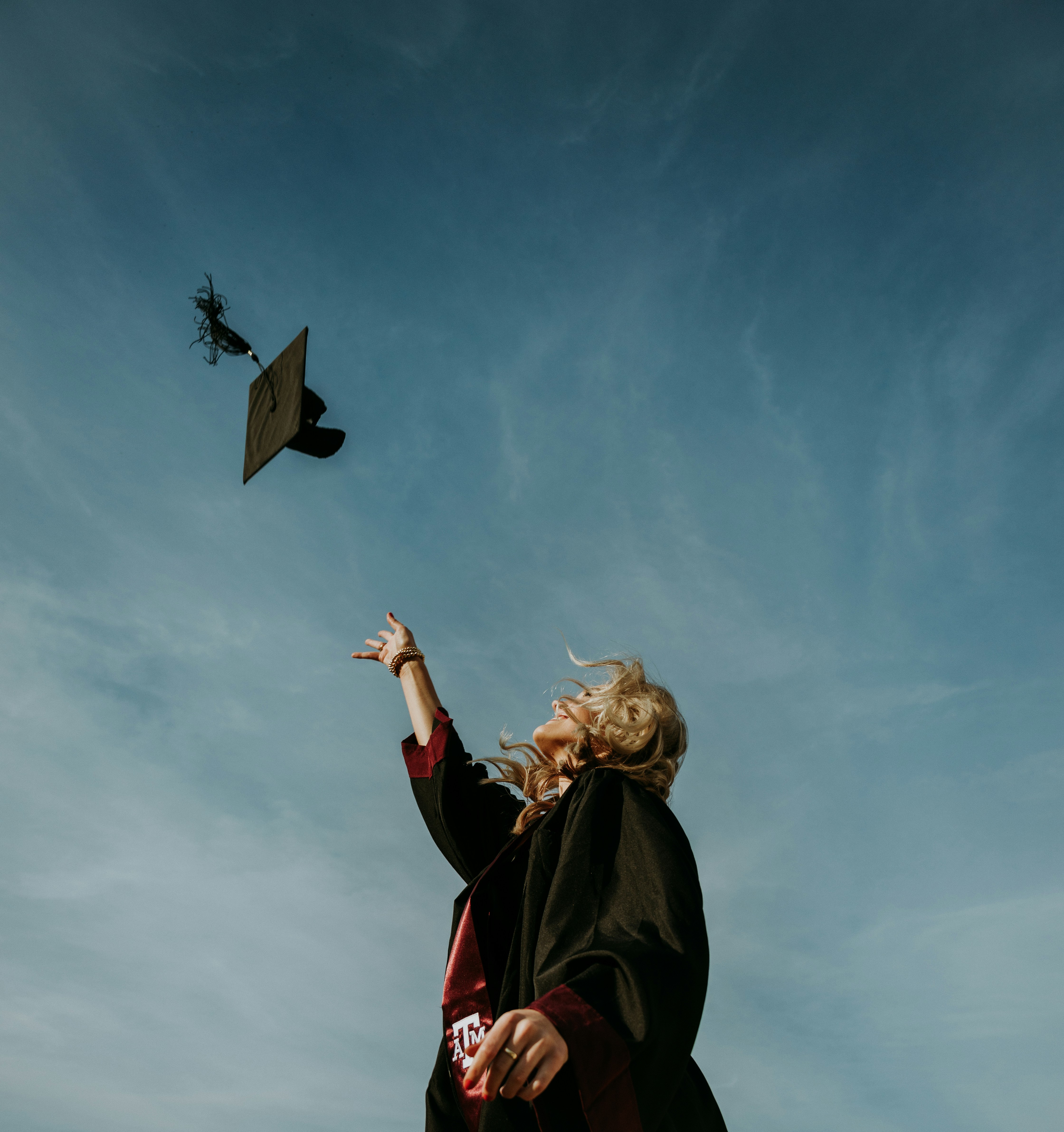 Graduate tossing their cap in the air